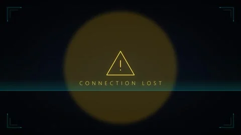 Connection lost digital warning sign hud interface error screen animation Stock Footage 337558700