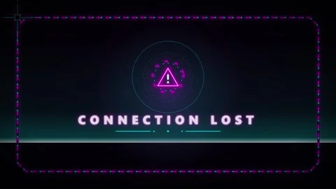 Connection lost neon hud overlay: glitchy cyberpunk warning sign for digita.. Stock Footage 337558787