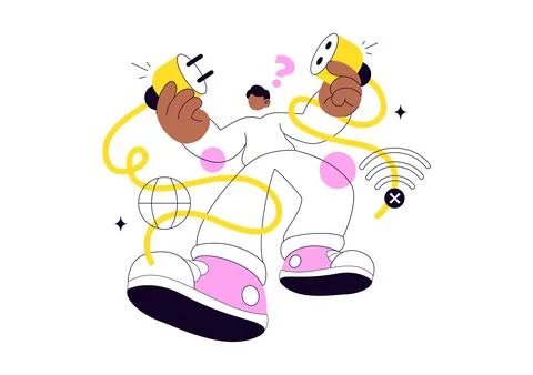 Connection Lost Vector Illustration Featuring Wireless Network Failure, Off.. Stock Illustration