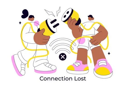 Connection Lost Vector Illustration Featuring Wireless Network Failure, Off.. Stock Illustration