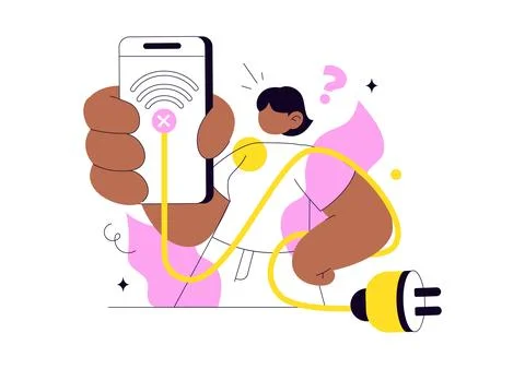 Connection Lost Vector Illustration Featuring Wireless Network Failure, Off.. Stock Illustration