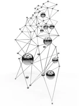 Connection of metal balls. Molecules 3D illustration Stock Illustration