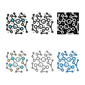 Connection molecular set structure color icon vector Stock Illustration