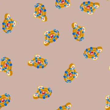 Connection molecular structure isometric icon seamless pattern Stock Illustration