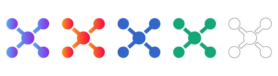 Connection Nodes Icon Set Stock Illustration