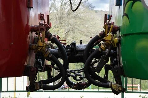 Connection old train machinery Stock Photos