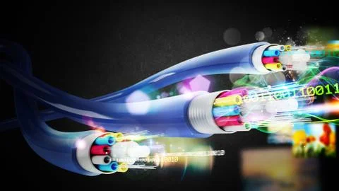 Connection with the optical fiber 스톡 일러스트