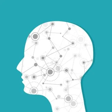The connection point in the human head. Thinking system vector Stock Illustration