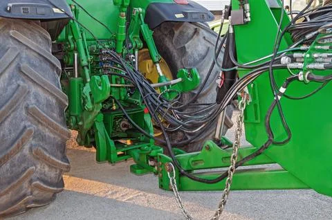Connection point of tractor with mounted and trailed equipment Foto stock