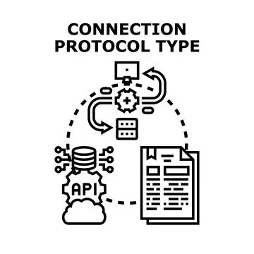 Connection protocol type concept illustrating digital transformation Stock Illustration