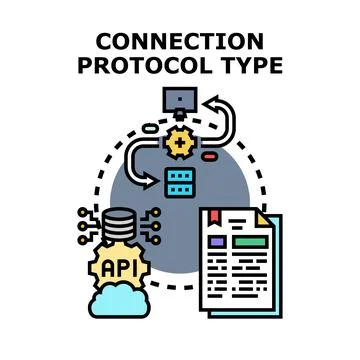 Connection protocol type concept illustrating digital transformation Stock Illustration