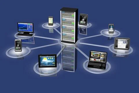 Connection Smartphone Tablet Computer - 3D illustration イラスト素材