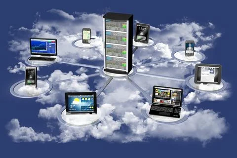 Connection Smartphone Tablet Computer - 3D illustration Stock Illustration