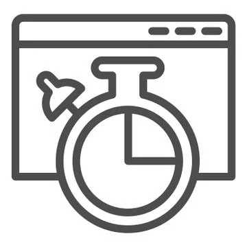 Connection speed window line icon. Web browser page with stopwatch. World wide Stock Illustration