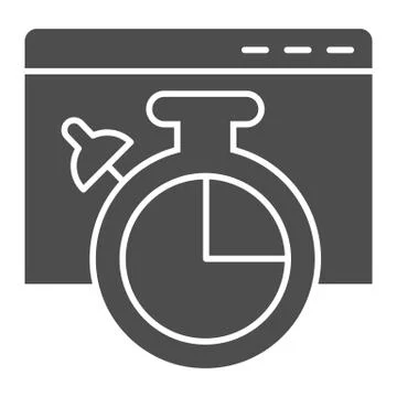 Connection speed window solid icon. Web browser page with stopwatch. World wide Stock Illustration