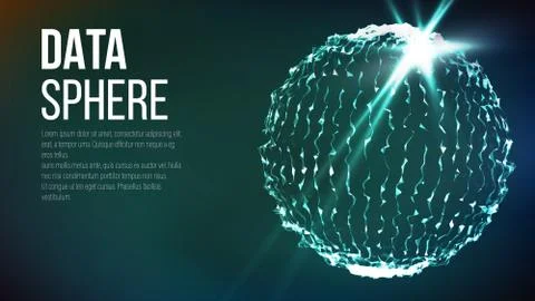Connection Structure. Point And Curve Constructed The Sphere Wireframe. Vector 스톡 일러스트