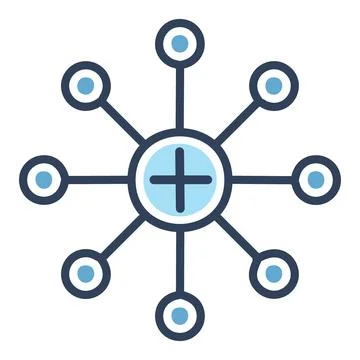 Connection symbol plus center. Simple icon representing connectivity, netwo.. 스톡 일러스트
