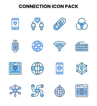 Connection Two Colour Bundle Icons Pack Stock Illustration