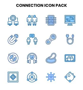 Connection Two Colour Set Icons Pack 스톡 일러스트