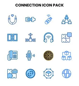 Connection Two Colour UI Icons Pack Stock Illustration