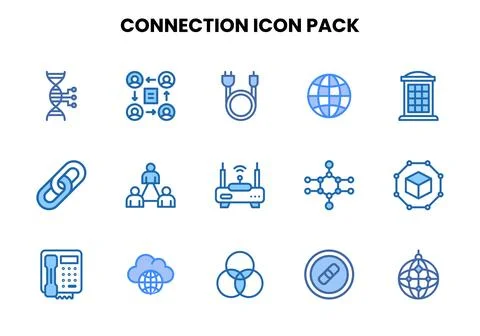 Connection Two Colour Vector Icons Pack Stock Illustration