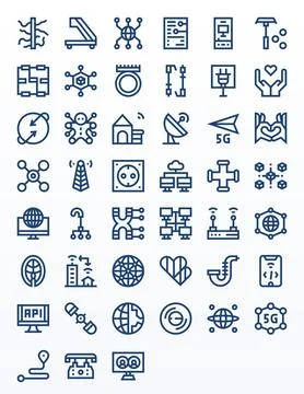 Connection Ultimate Vector Package with 45 256x256 Bold Line PIXEL Perfect .. Stock Illustration