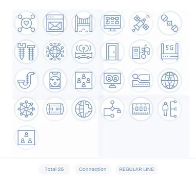 Connection Vector Graphics Pack including 25 Regular Line 256x256 Detail En.. Stock Illustration