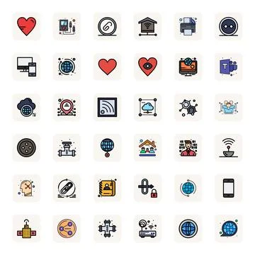 Connection Vector Icon Repository containing 36 LineFilled High Resolution .. Stock Illustration