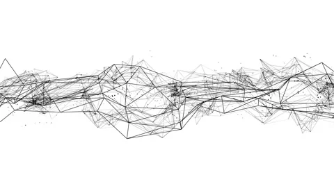 Connection wireframe structure with particles Stock Footage 56221826