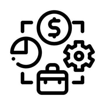 Connection of work time and money icon vector outline illustration Illustrazione stock
