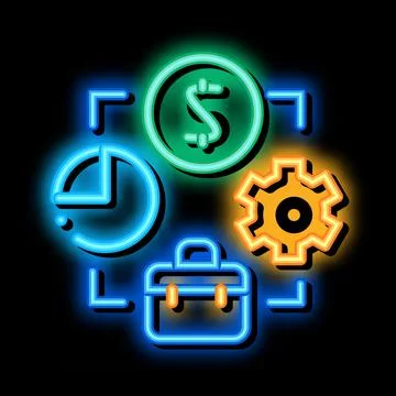 Connection of work time and money neon glow icon illustration イラスト素材