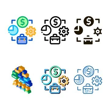 Connection of work time and money icon styles vector outline Illustrazione stock