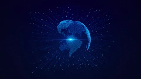 Connections Ai Network 3d Earth Animation Background. Digital World Global Stock Footage 258330487