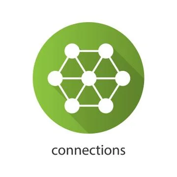 Connections flat design long shadow icon Stock Illustration