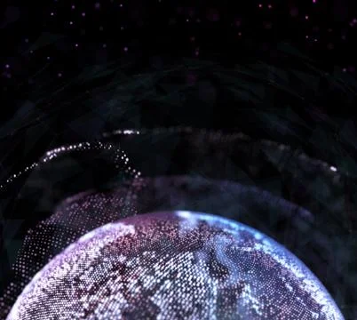 Connections global communication in the world map view on dark space background イラスト素材
