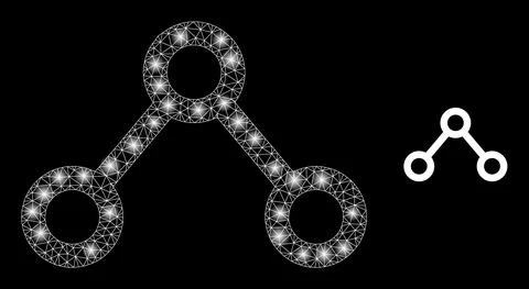 Connections Icon - Wireframe Mesh with Light Spots Stock Illustration