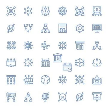 Connections Scalable Vector Set featuring 36 Pixel Aligned Bold Line High R.. Stockillustratie