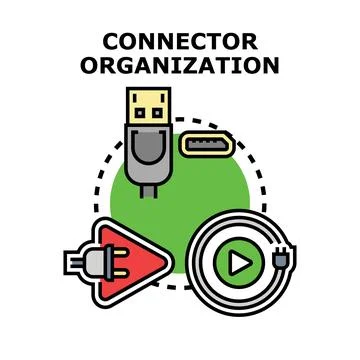 Connectivity and device organization, managing digital cables 스톡 일러스트