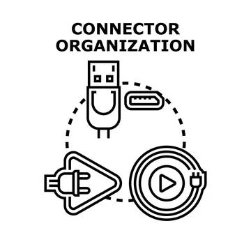 Connectivity and device organization, managing digital cables 스톡 일러스트