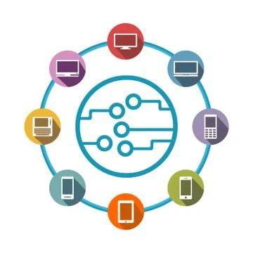 Connectivity between devices. Connection infographic concept. Stock Illustration