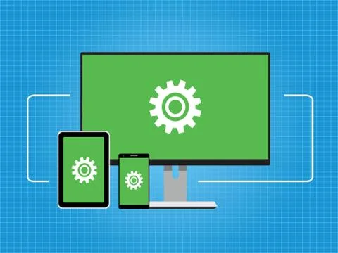 Connectivity connect cross platform device concept background Illustrazione stock