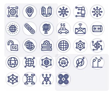 Connectivity Digital Vector Pack containing 28 PIXEL Perfect Bold Line 128x.. 스톡 일러스트