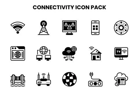 Connectivity DuoTone UI Icons Pack Stock Illustration