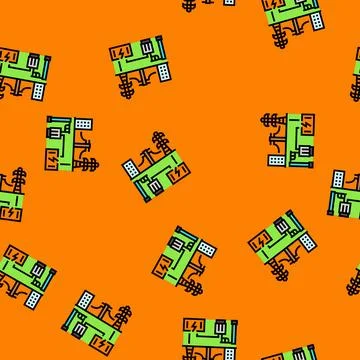 Connectivity electric grid vector seamless pattern Illustrazione stock