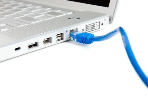 Connectivity - ethernet cable in computer Stock Photos