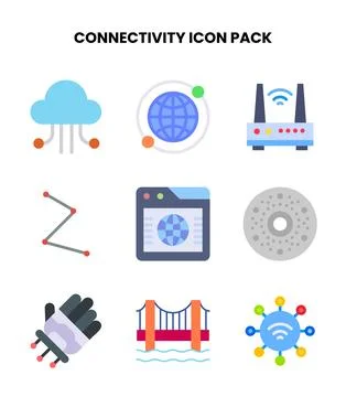 Connectivity Flat Bundle Icons Pack Stock Illustration
