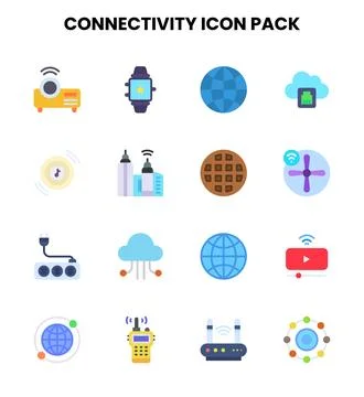 Connectivity Flat Bundle Icons Pack 스톡 일러스트