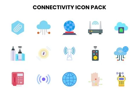 Connectivity Flat Design Icons Pack 스톡 일러스트