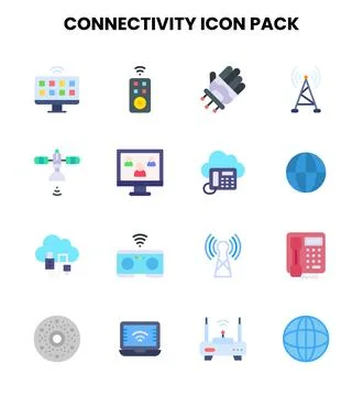 Connectivity Flat Design Icons Pack イラスト素材