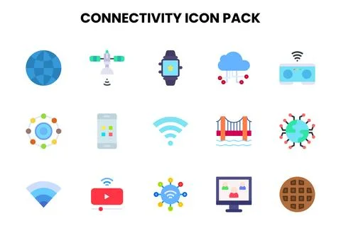 Connectivity Flat Graphics Icons Pack Illustrazione stock